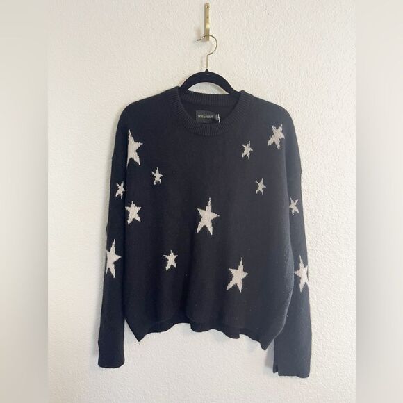 Zadig & Voltaire Markus Stars black/white 100% Cashmere oversized sweater M. NWT - Picture 4 of 12